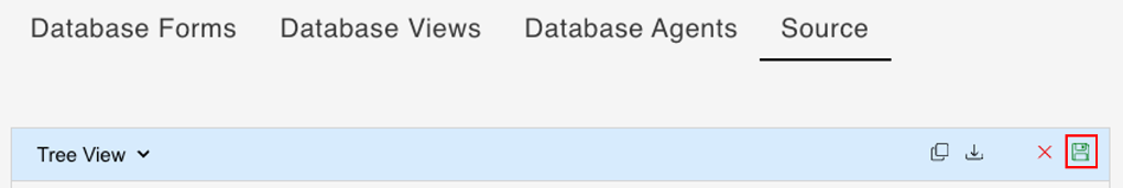 Save icon in the Source tab