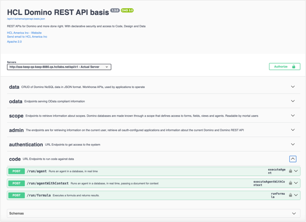 Supported endpoints for running code against data