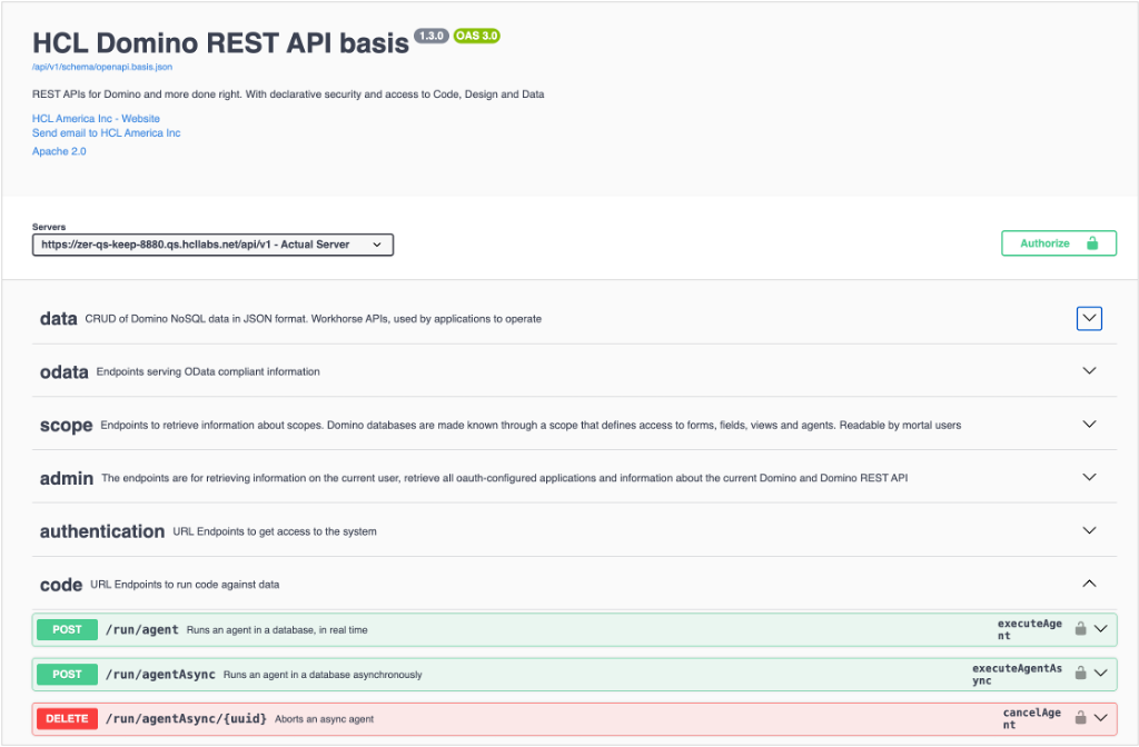 Supported and experimental endpoints for running code against data