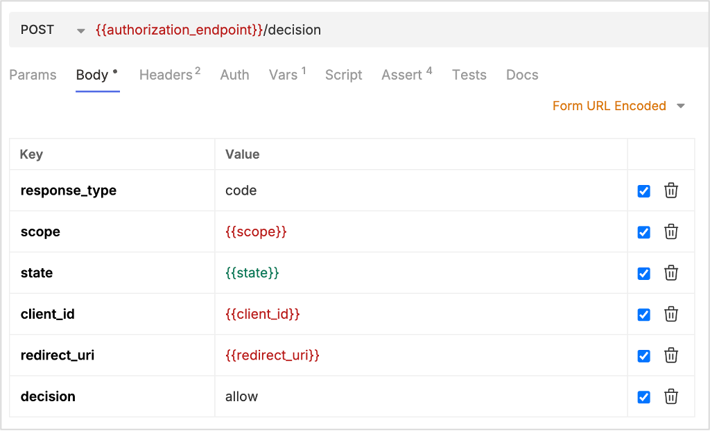 Bruno post authorization decision API