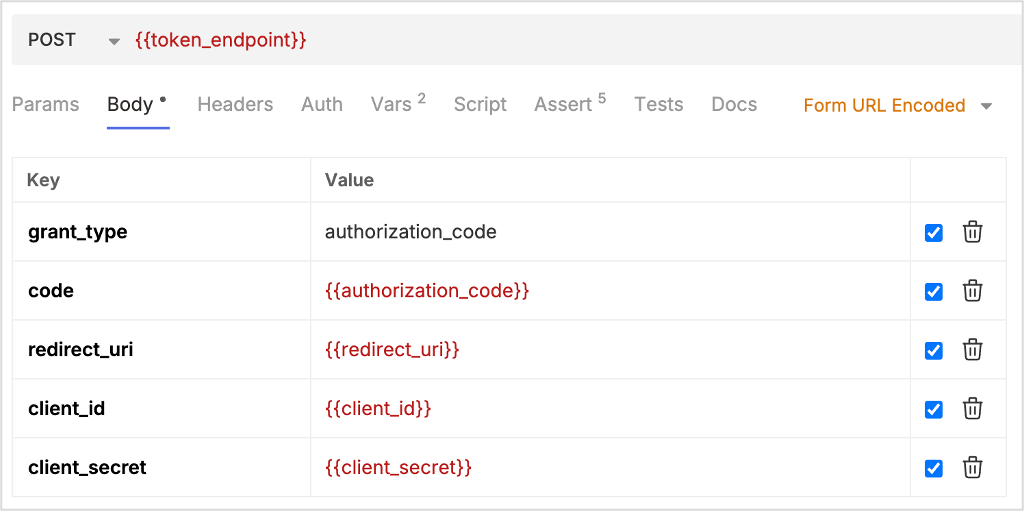 Bruno post exchange authorization code API