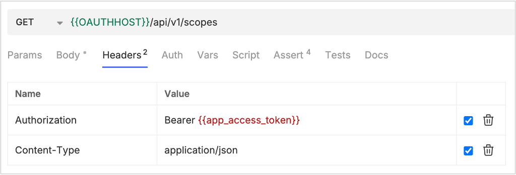 Bruno get scope to check access token API