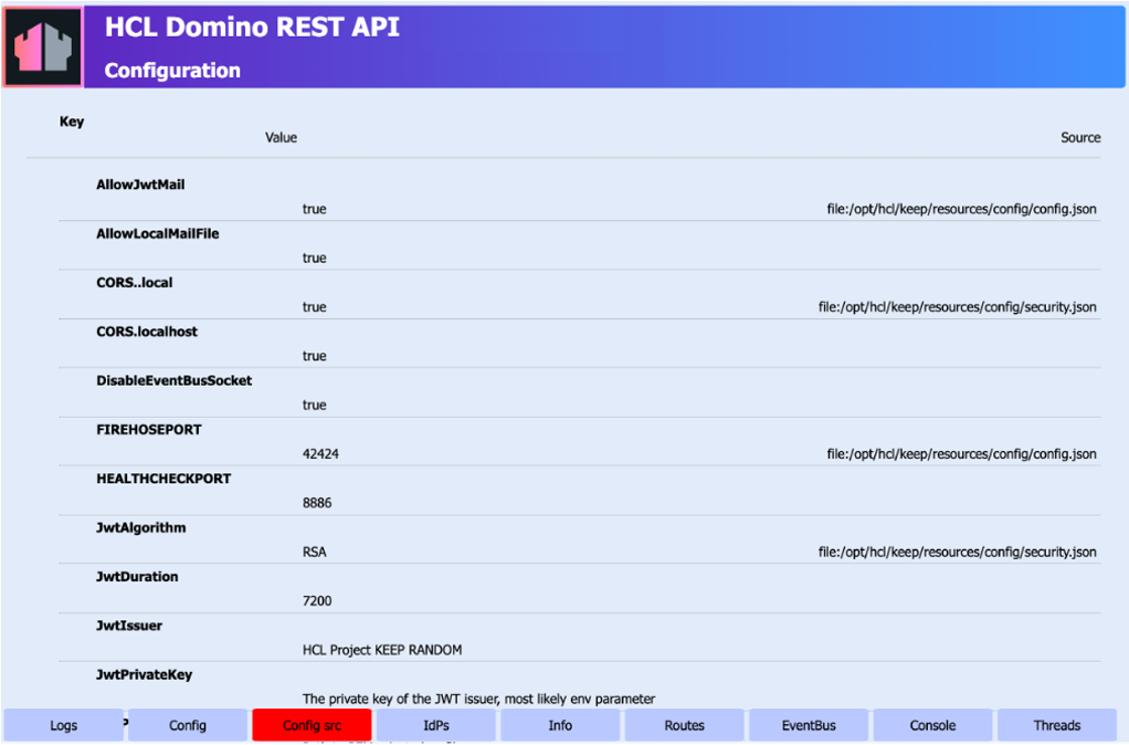 Configuration page