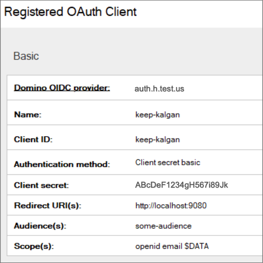 Registered OAuth Client
