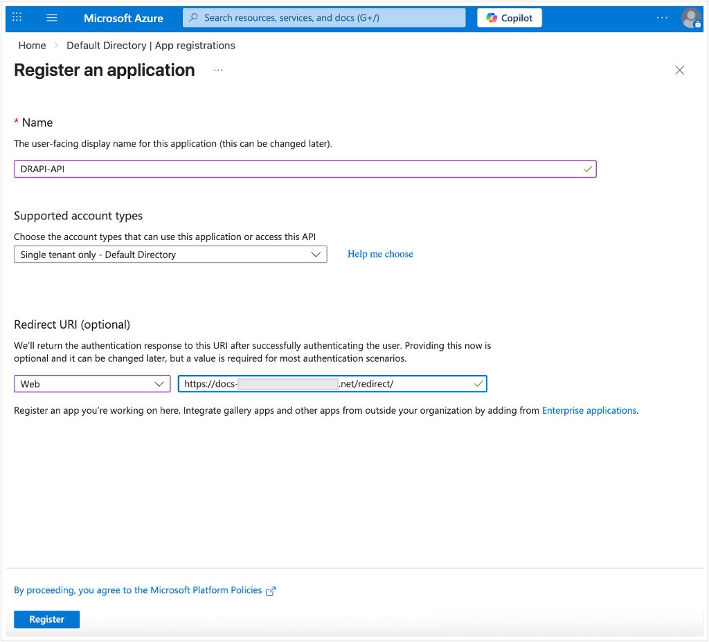 Azure app registration