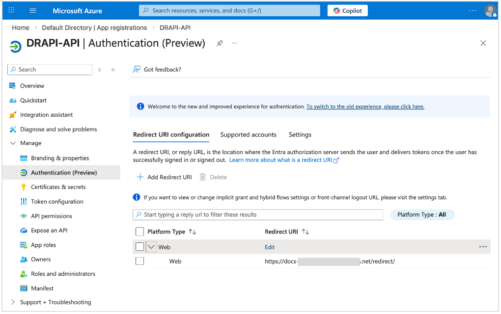 Azure app registration