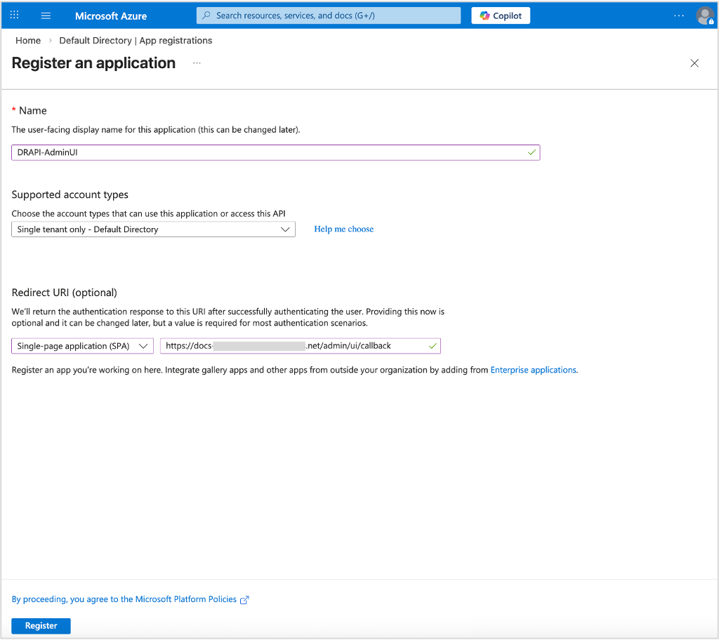 Azure app registration
