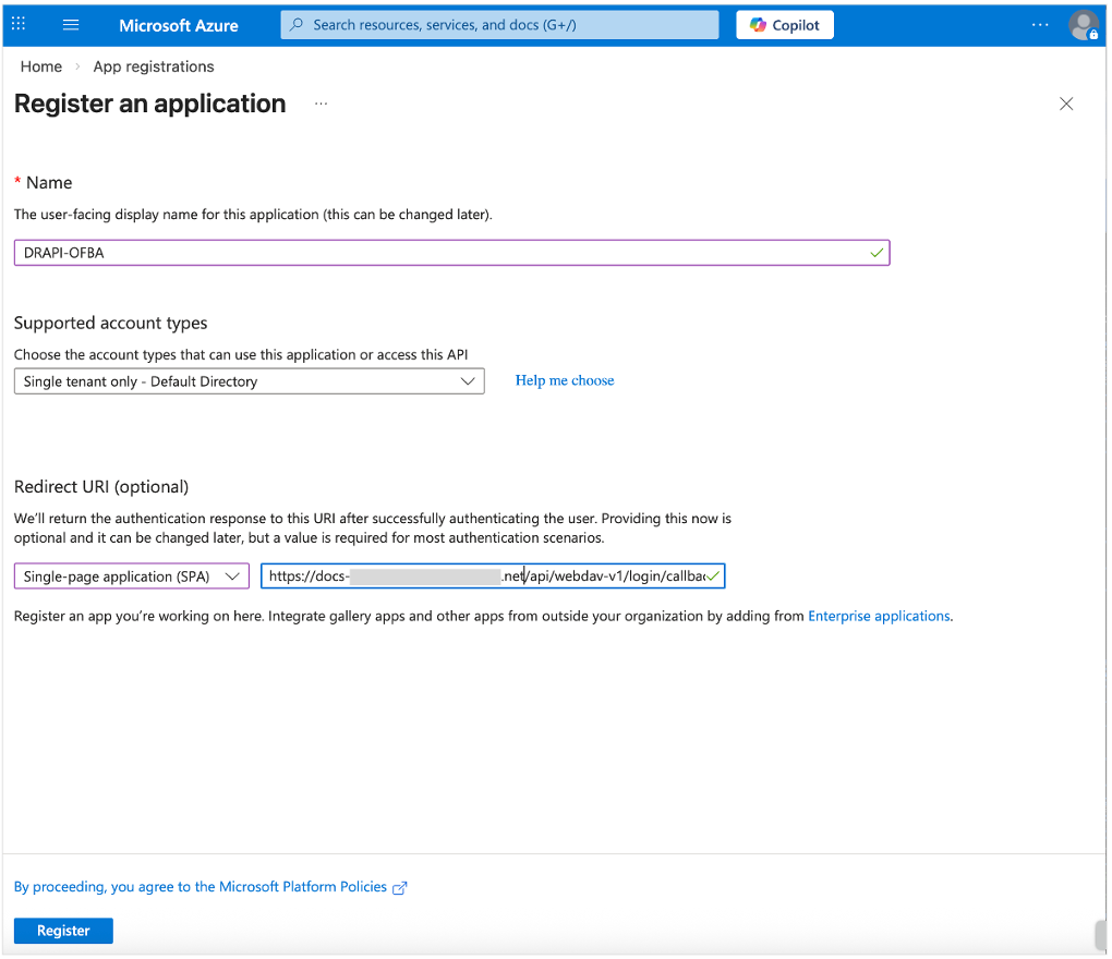 Azure app registration