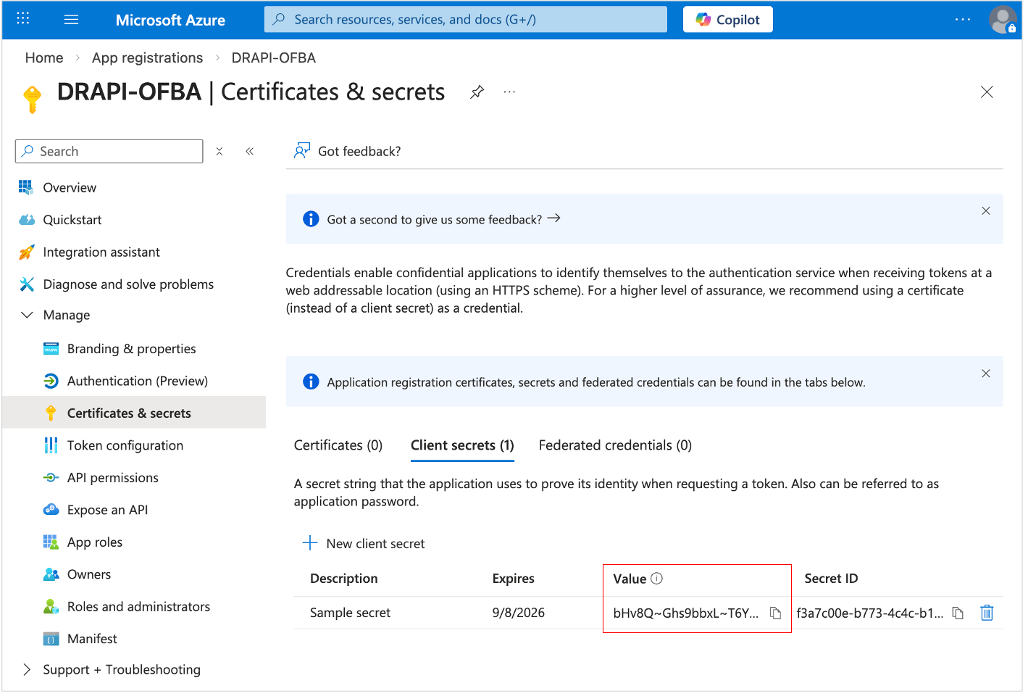 Azure app registration