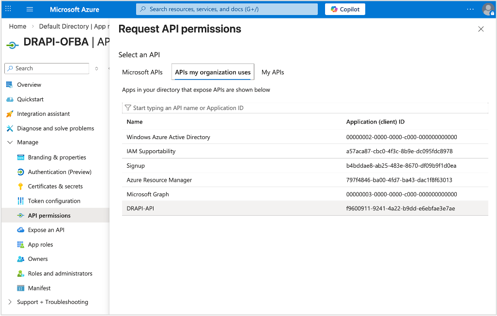Azure app registration