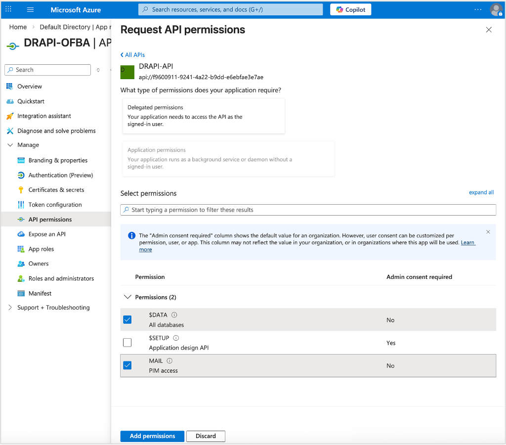 Azure app registration