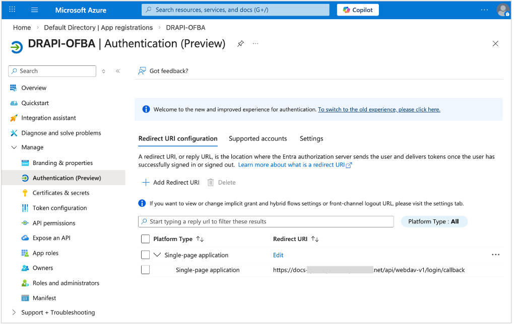 Azure app registration