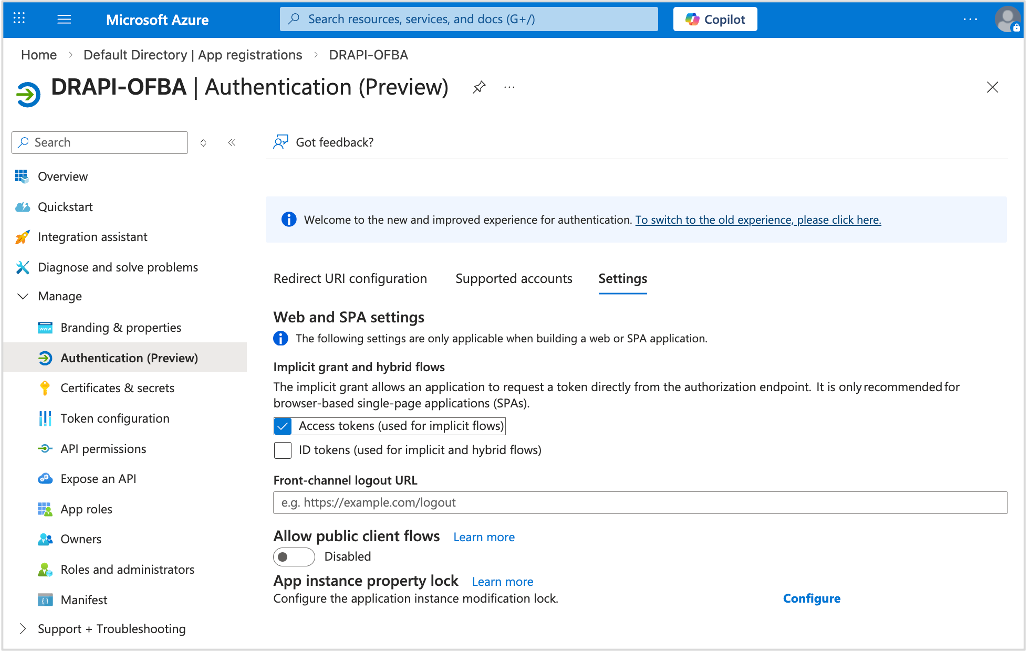 Azure app registration