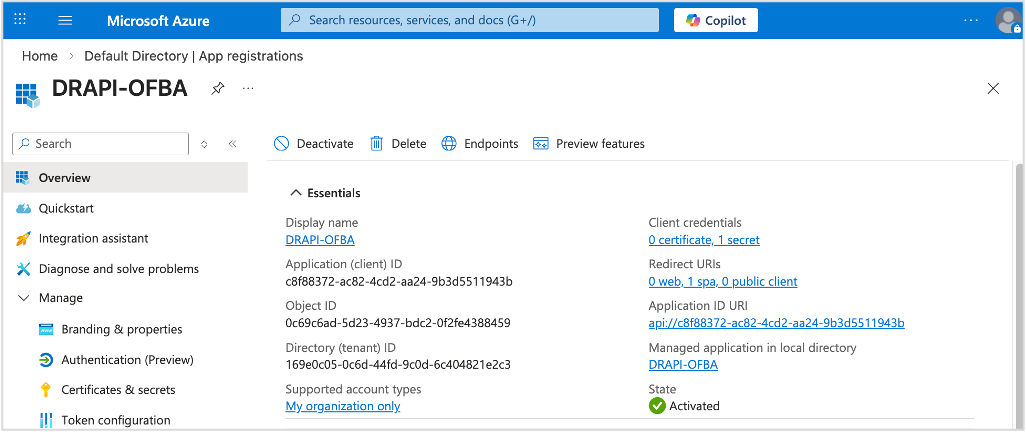 Azure app registration
