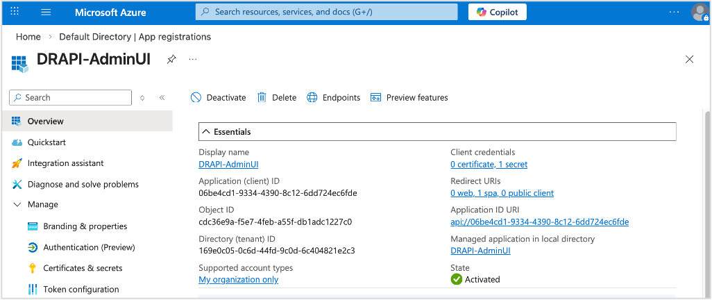 Azure app registration