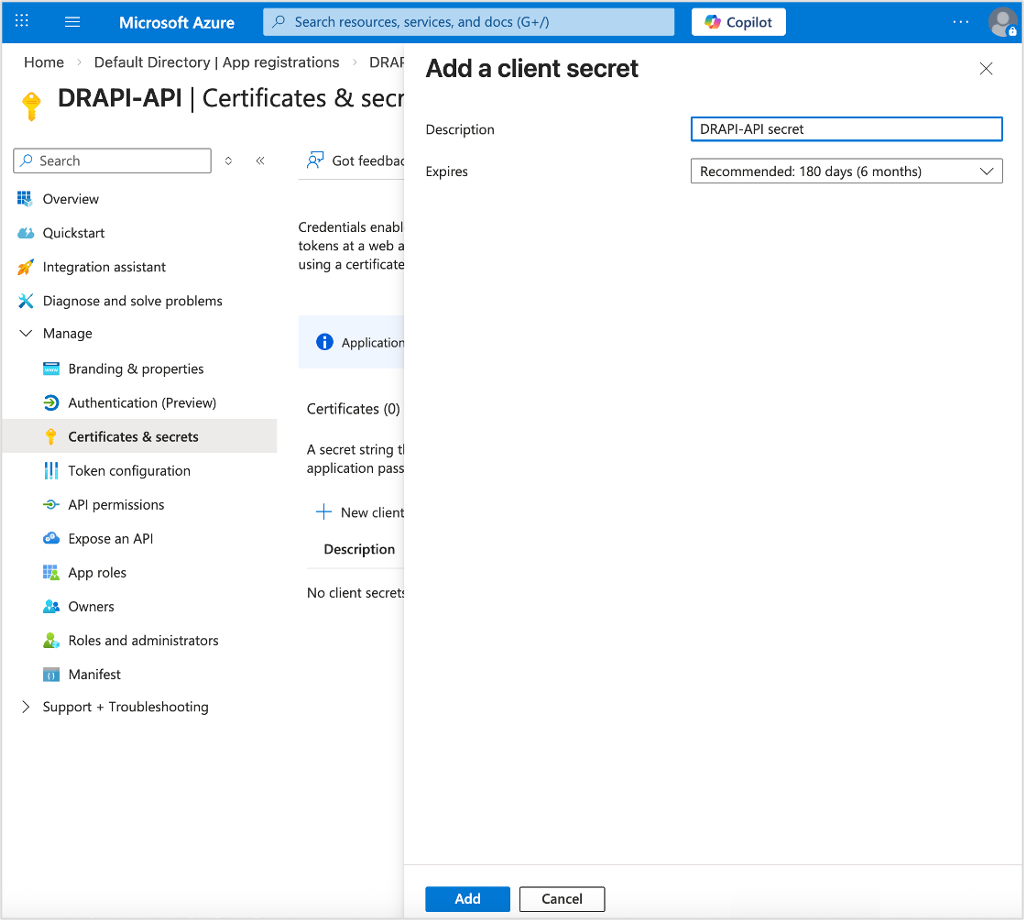 Azure app registration