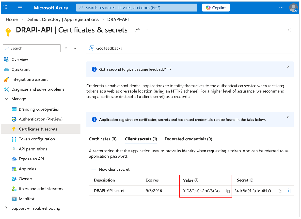 Azure app registration