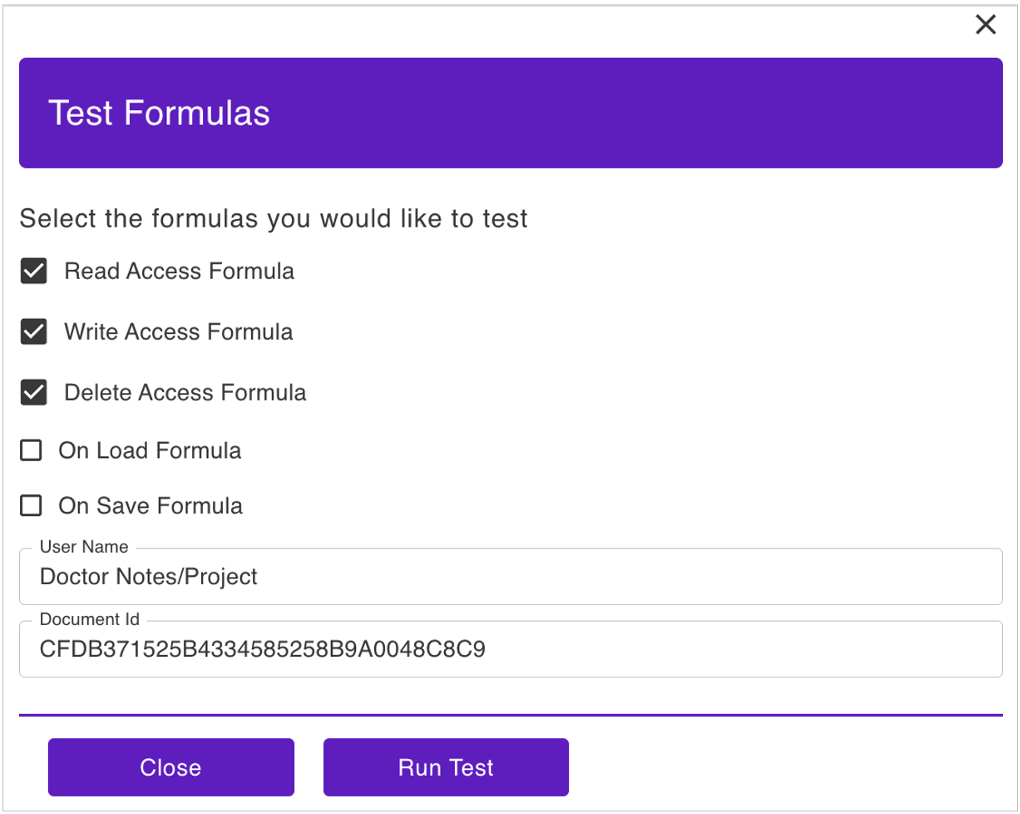 Test Formulas