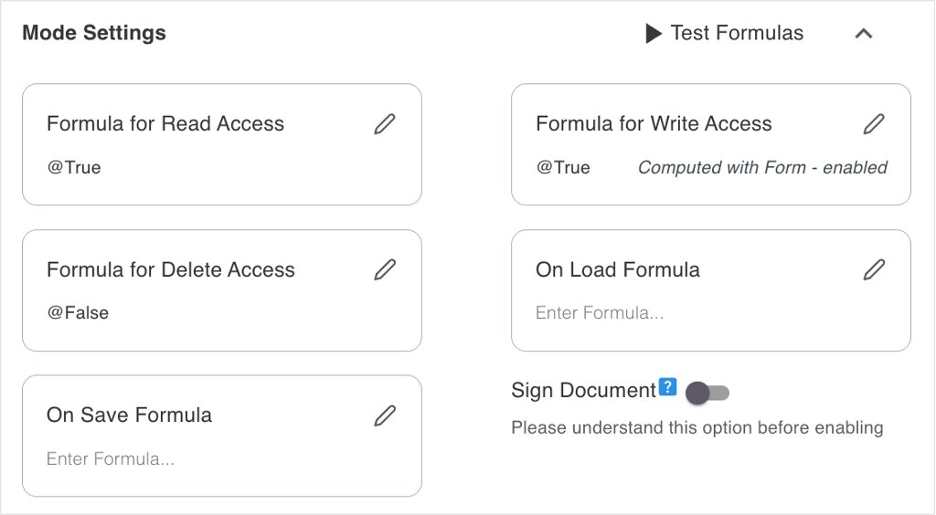 Formula for Write Access dialog