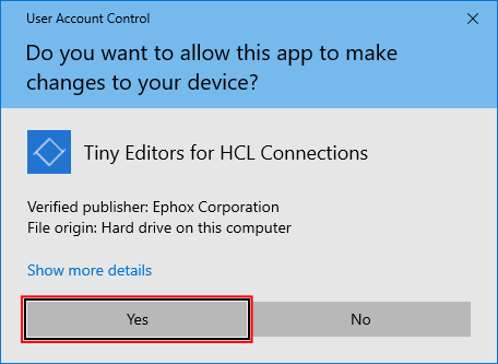 Windows User Access Control prompt requesting installation privileges