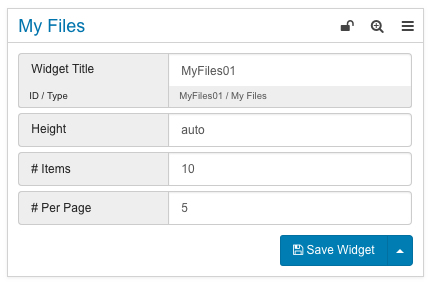 Configuring the My Files widget