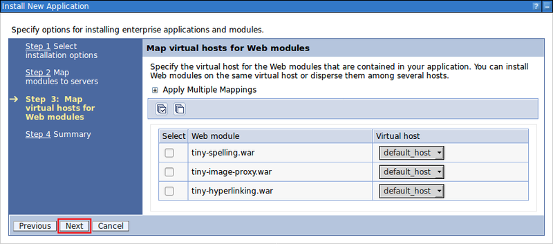 Map virtual hosts for Web modules