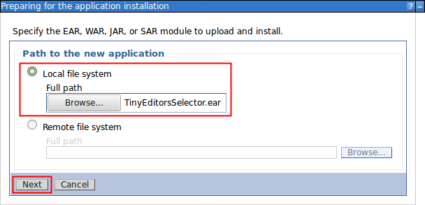 Select TinyEditorsSelector.ear