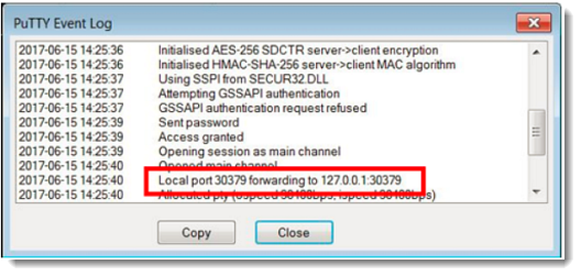 PuTTY Event Log