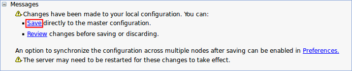 Confirmation dialog for saving the new SSL Configuration.