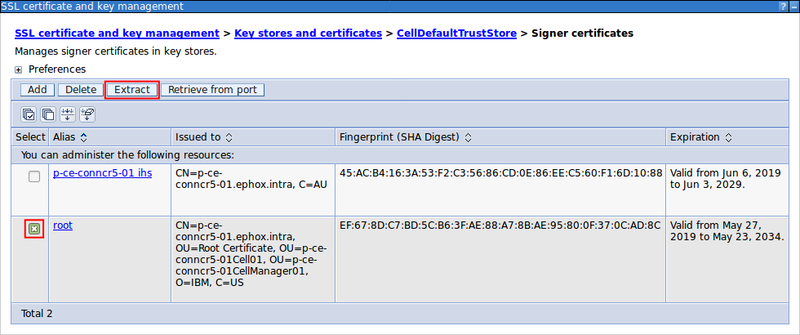 Select a certificate for extraction