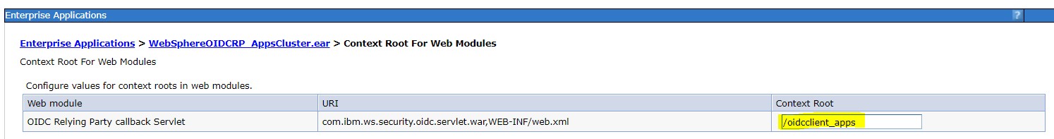 Applying context root to cluster