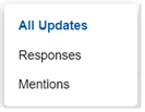 Options for filtering by Responses or Mentions
