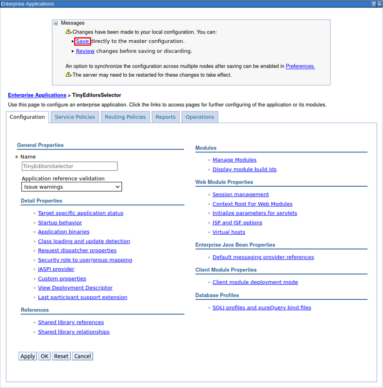 Save configuration changes