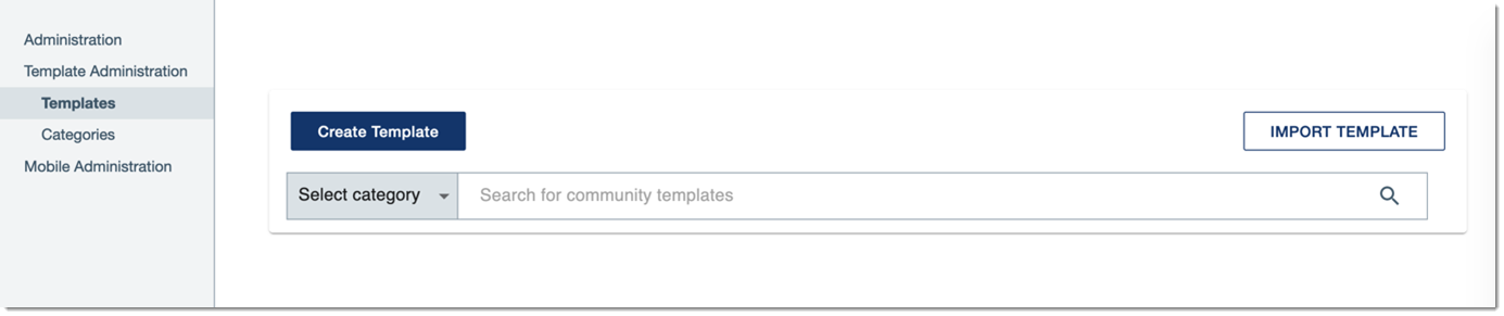 Screenshot of a blank community template database
