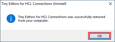 Message saying uninstall was successful