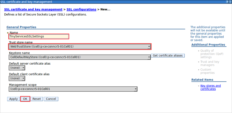 Options for a new SSL Configuration.