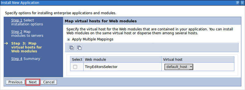 Map virtual hosts for Web modules