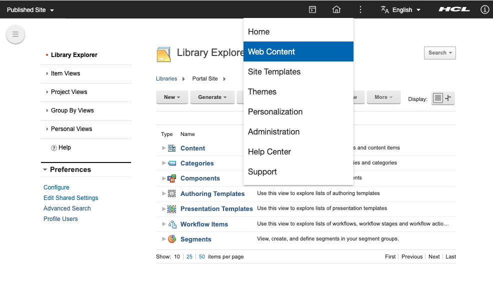 Web Content Edit Shared Settings