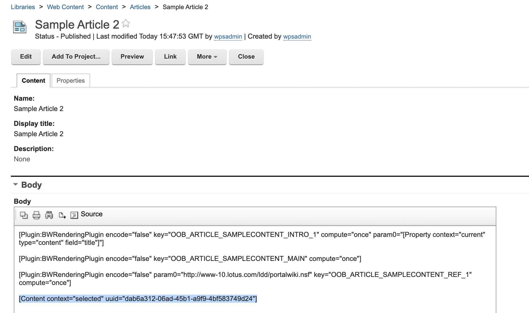 Content mapping to Page Component