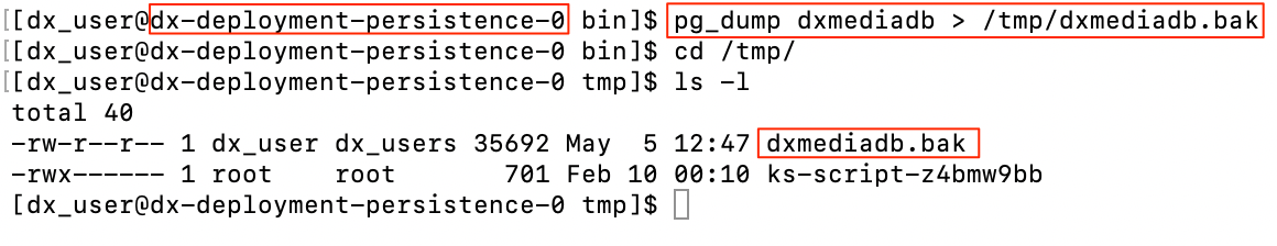 Backup and restore persistence database example