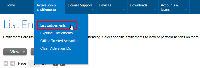 List entitlements