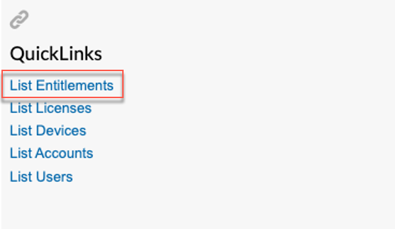 List of entitlements navigation