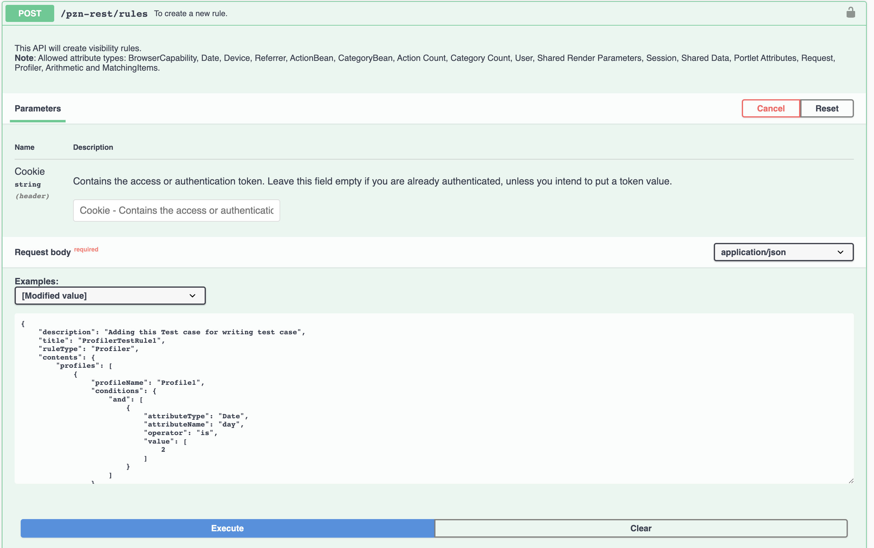 Create Profiler rule API