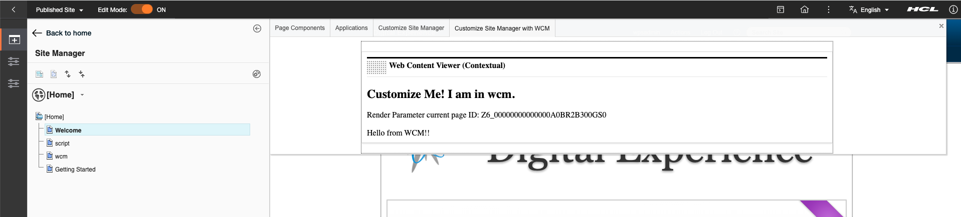 Customize Site Manager with WCM