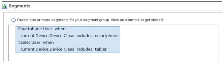 Screen capture of a summary view of new segments.