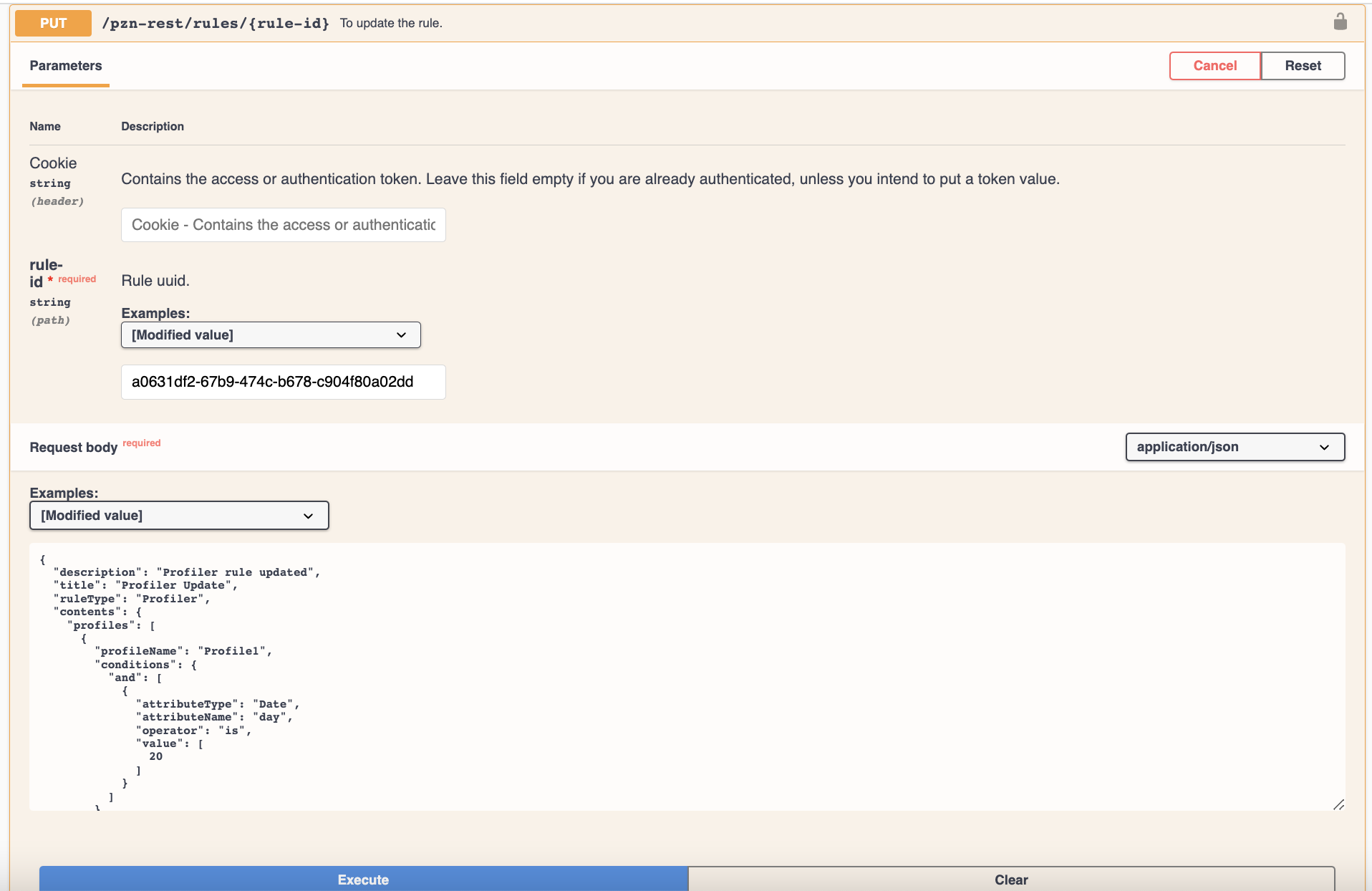 Update Profiler rule API
