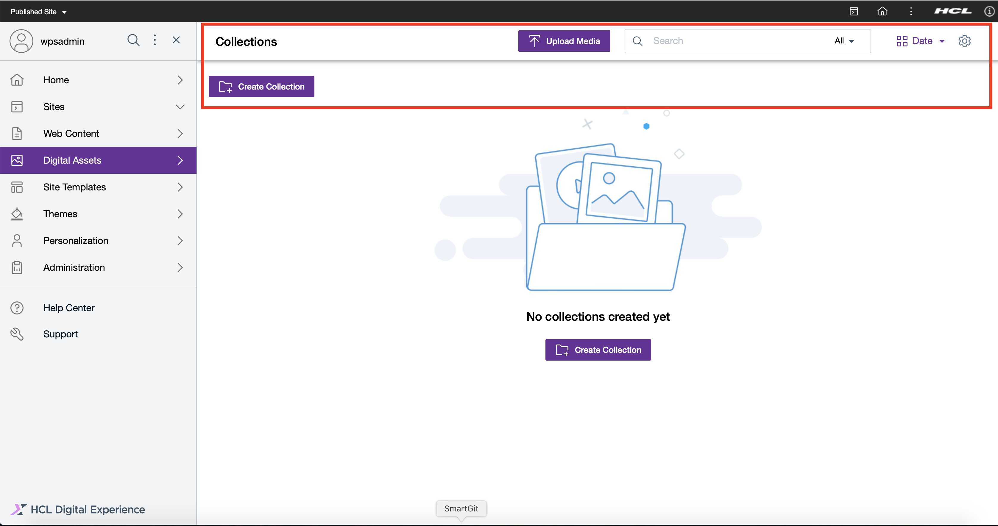 HCL Digital Asset Management user interface