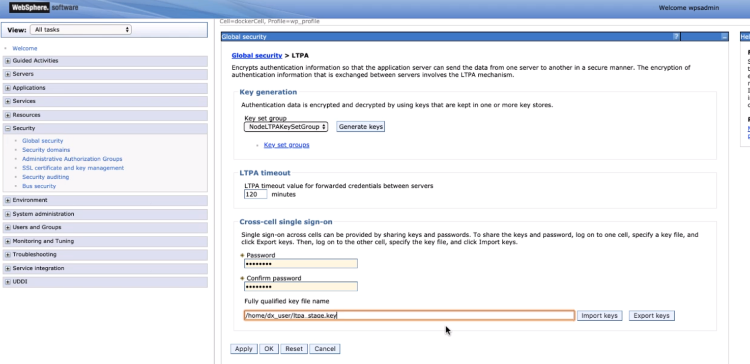 Import the LTPA key