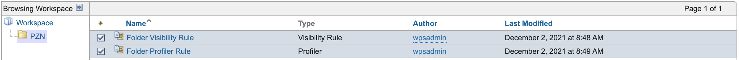 List of Personalization rules in the Personalization interface