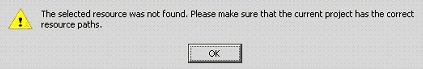 Message displayed when resource classes cannot be found